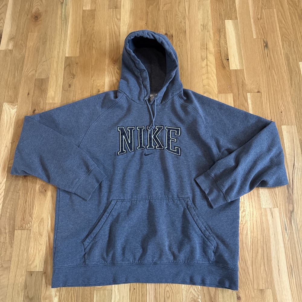 Vintage 90s Y2K Nike Hoodie—Center Swoosh Spell Out Embroidered Size XXL